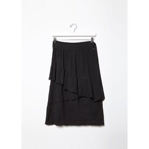 Raquel Allegra Crinkle Layered‎ Guaze Tie Waist Boho Skirt Black S